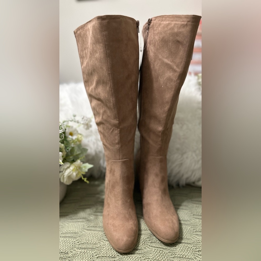 NWT Style & Co. 11(Extra Wide Calf)Tall Tan /Brown Suede Over-the-Knee Boots